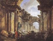 ROBERT, Hubert Imaginary View of the Grande Galerie in the Louvre in Ruins oil on canvas